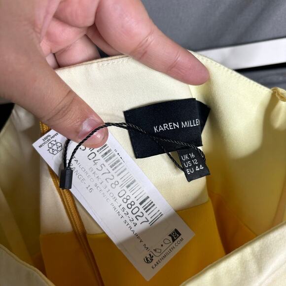 Karen Millen Tailored Scenic Print Strappy Mini Dress Orange Size 12 NWT - Picture 7 of 7